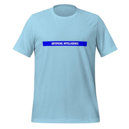 Product mockup photo of the Artificial Intelligence Blue Stripe T Shirt (unisex) Ocean Blue / M.