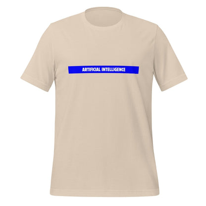 Product mockup photo of the Artificial Intelligence Blue Stripe T Shirt (unisex) Soft Cream / M.