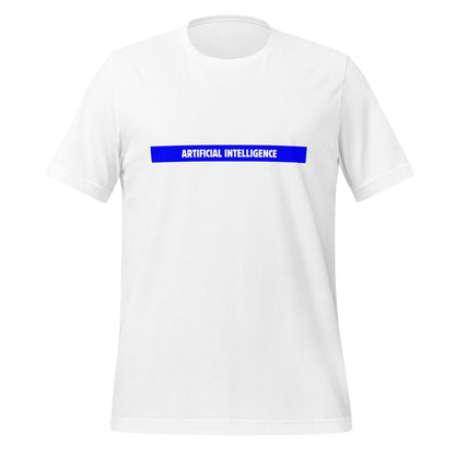 Product mockup photo of the Artificial Intelligence Blue Stripe T Shirt (unisex) White / M.