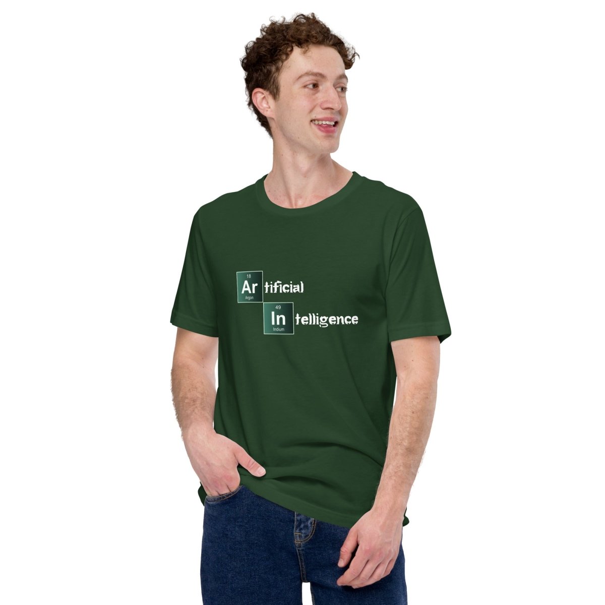 Product mockup photo of the Artificial Intelligence Breaking Bad Style T Shirt (unisex).