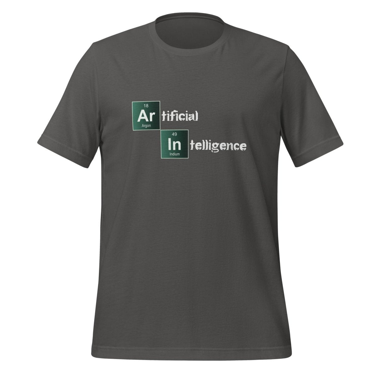 Product mockup photo of the Artificial Intelligence Breaking Bad Style T Shirt (unisex) Asphalt / M.