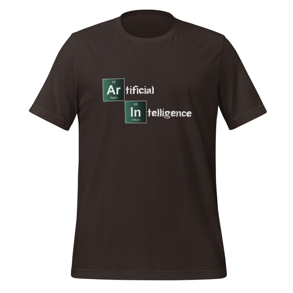 Product mockup photo of the Artificial Intelligence Breaking Bad Style T Shirt (unisex) Brown / M.