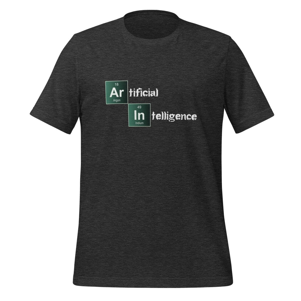 Product mockup photo of the Artificial Intelligence Breaking Bad Style T Shirt (unisex) Dark Grey Heather / M.