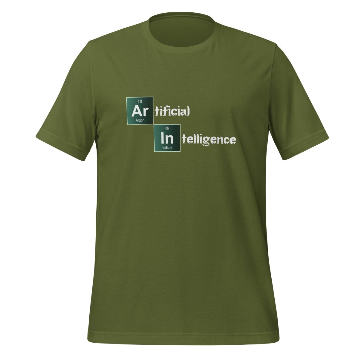 Product mockup photo of the Artificial Intelligence Breaking Bad Style T Shirt (unisex) Olive / M.