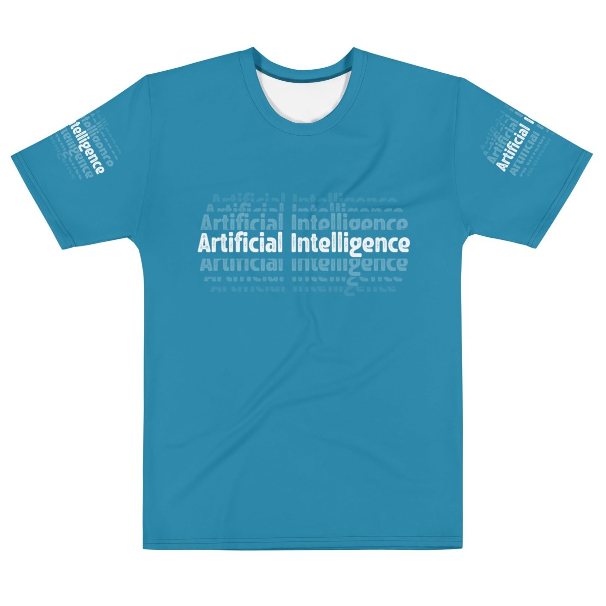 Product mockup photo of the Artificial Intelligence Echoes T Shirt (men) M.