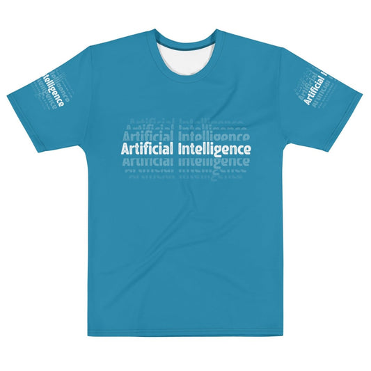 Product mockup photo of the Artificial Intelligence Echoes T Shirt (men) M.