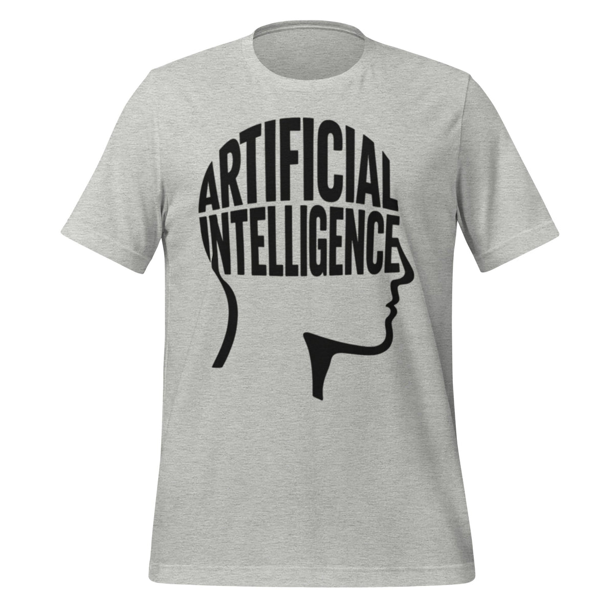 Product mockup photo of the Artificial Intelligence Intelligence Word Form T Shirt (unisex) Athletic Heather / M.