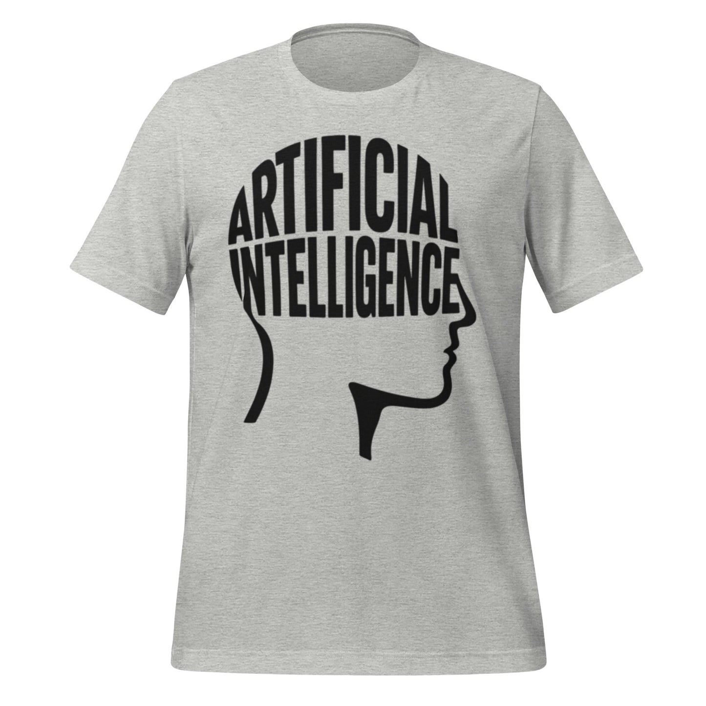 Product mockup photo of the Artificial Intelligence Intelligence Word Form T Shirt (unisex) Athletic Heather / M.