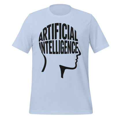 Product mockup photo of the Artificial Intelligence Intelligence Word Form T Shirt (unisex) Baby Blue / M.