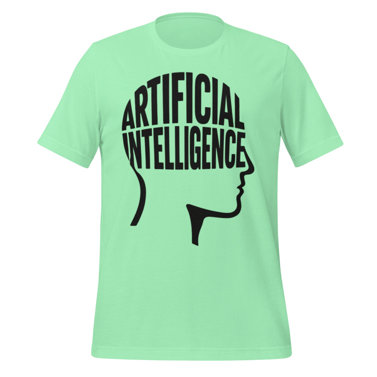 Product mockup photo of the Artificial Intelligence Intelligence Word Form T Shirt (unisex) Mint / M.