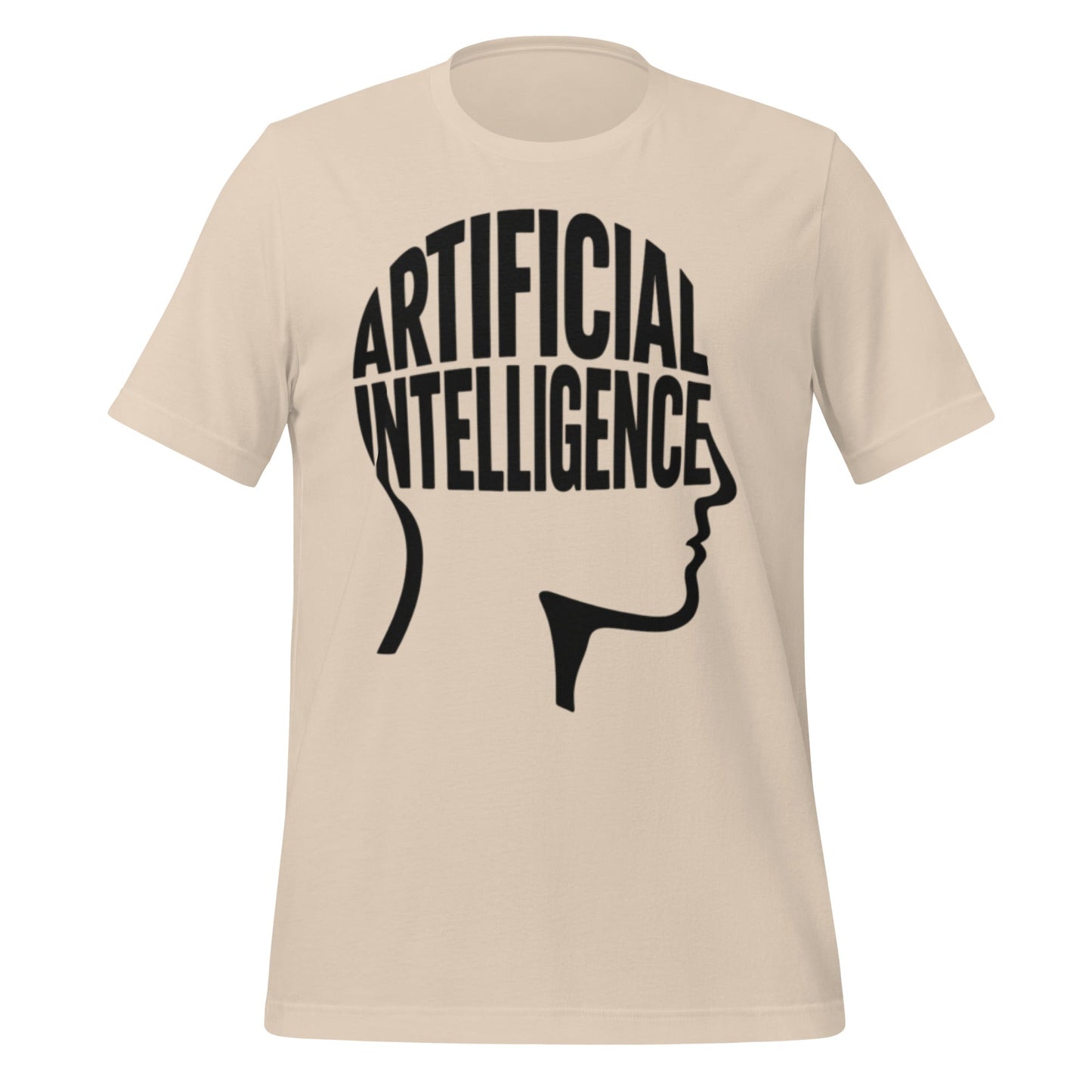 Product mockup photo of the Artificial Intelligence Intelligence Word Form T Shirt (unisex) Soft Cream / M.