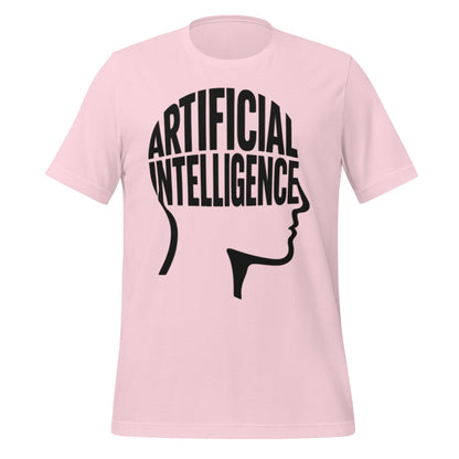 Product mockup photo of the Artificial Intelligence Intelligence Word Form T Shirt (unisex) Soft Pink / M.