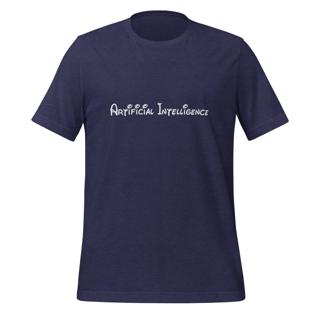 Product mockup photo of the Artificial Intelligence Mouse T Shirt (unisex) Heather Midnight Navy / M.