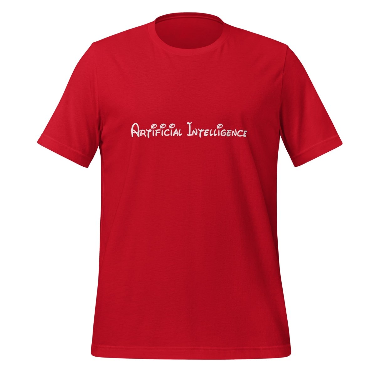 Product mockup photo of the Artificial Intelligence Mouse T Shirt (unisex) Red / M.