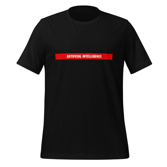 Product mockup photo of the Artificial Intelligence Red Stripe T Shirt (unisex) Black / M.