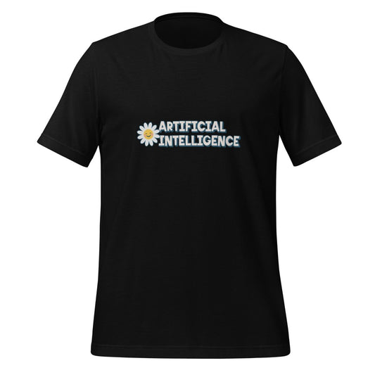 Product mockup photo of the Artificial Intelligence Retro Flower T Shirt (unisex) Black / M.