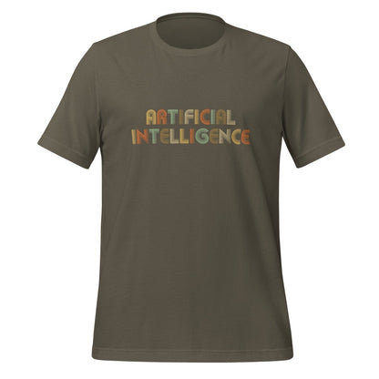 Product mockup photo of the Artificial Intelligence Retro Look T Shirt (unisex) Army / M.