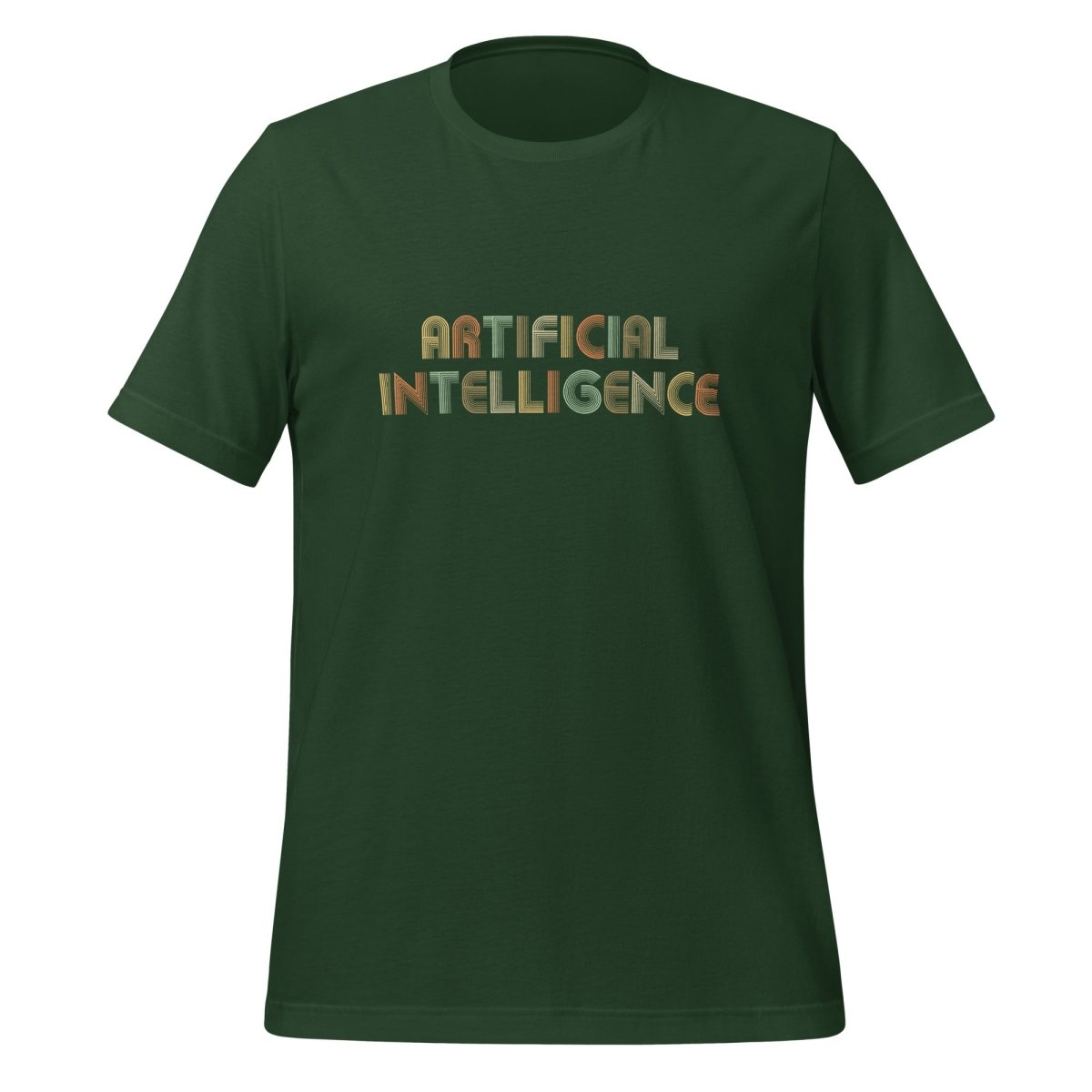 Product mockup photo of the Artificial Intelligence Retro Look T Shirt (unisex) Forest / M.