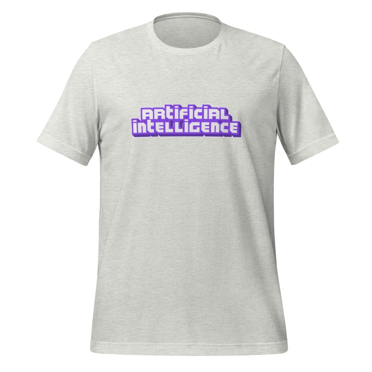 Product mockup photo of the Artificial Intelligence Streamer T Shirt (unisex) Ash / M.