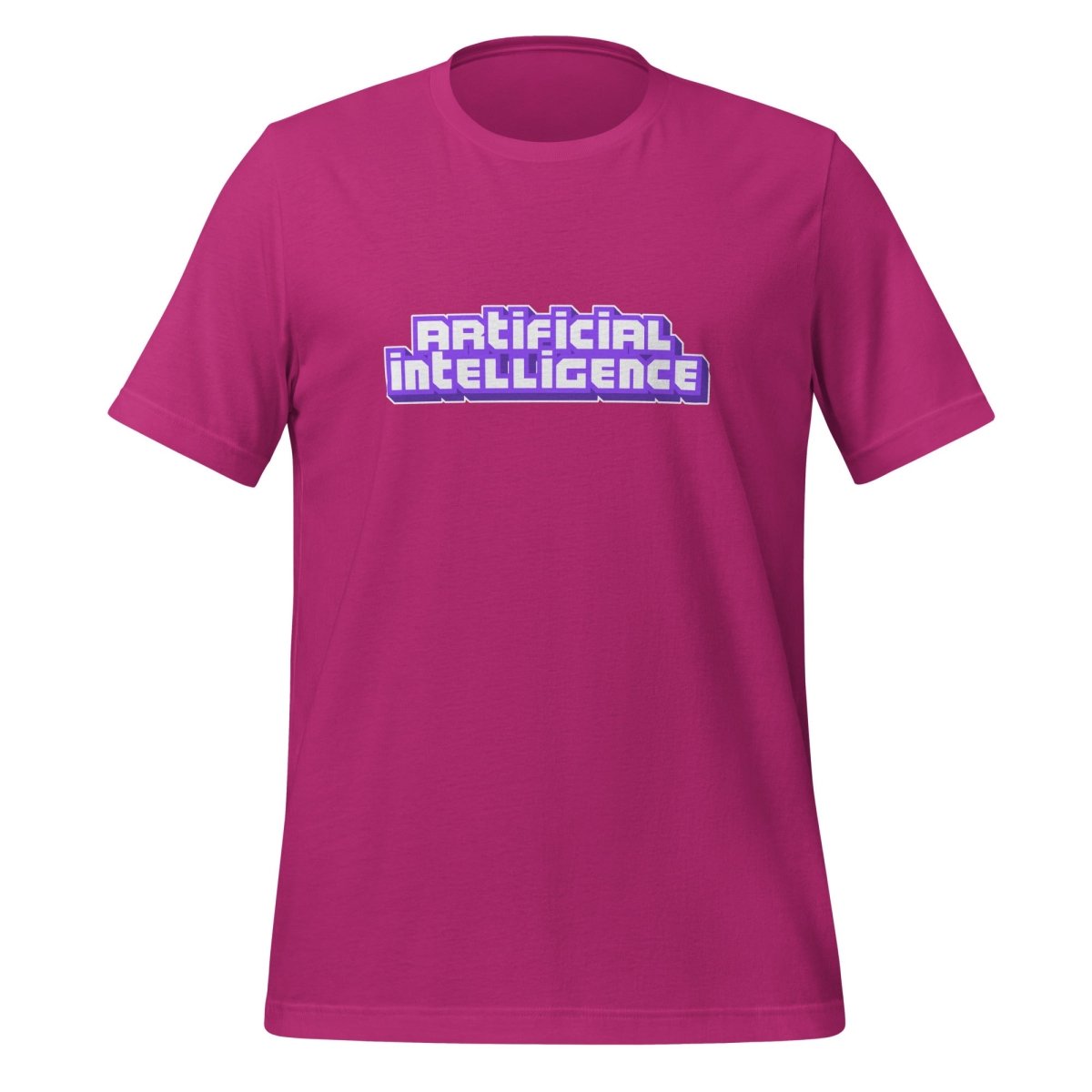 Product mockup photo of the Artificial Intelligence Streamer T Shirt (unisex) Berry / M.