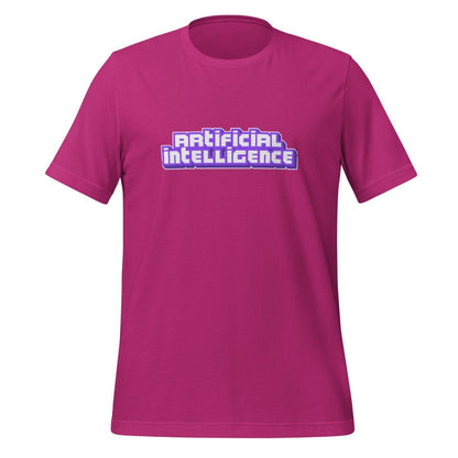 Product mockup photo of the Artificial Intelligence Streamer T Shirt (unisex) Berry / M.