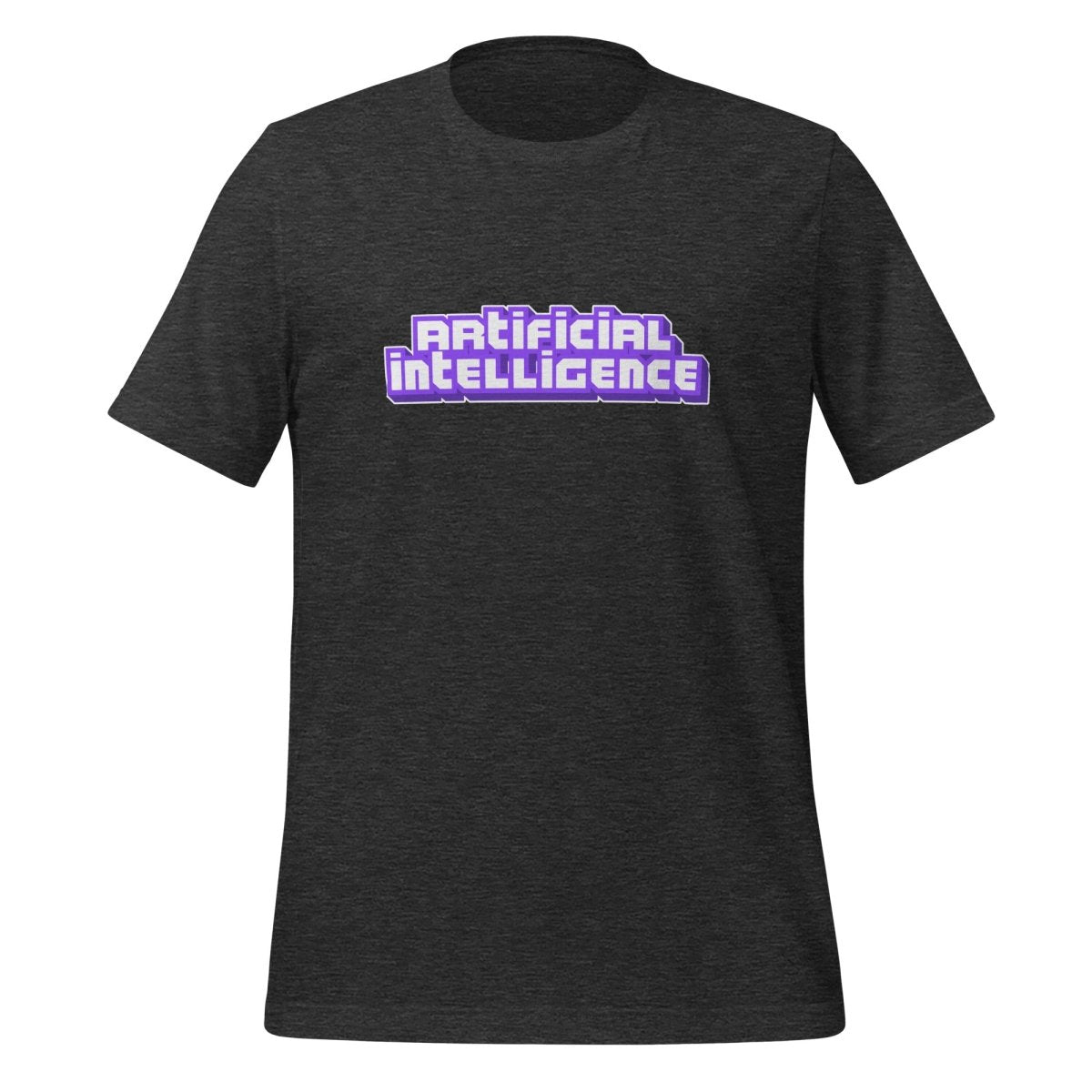 Product mockup photo of the Artificial Intelligence Streamer T Shirt (unisex) Dark Grey Heather / M.