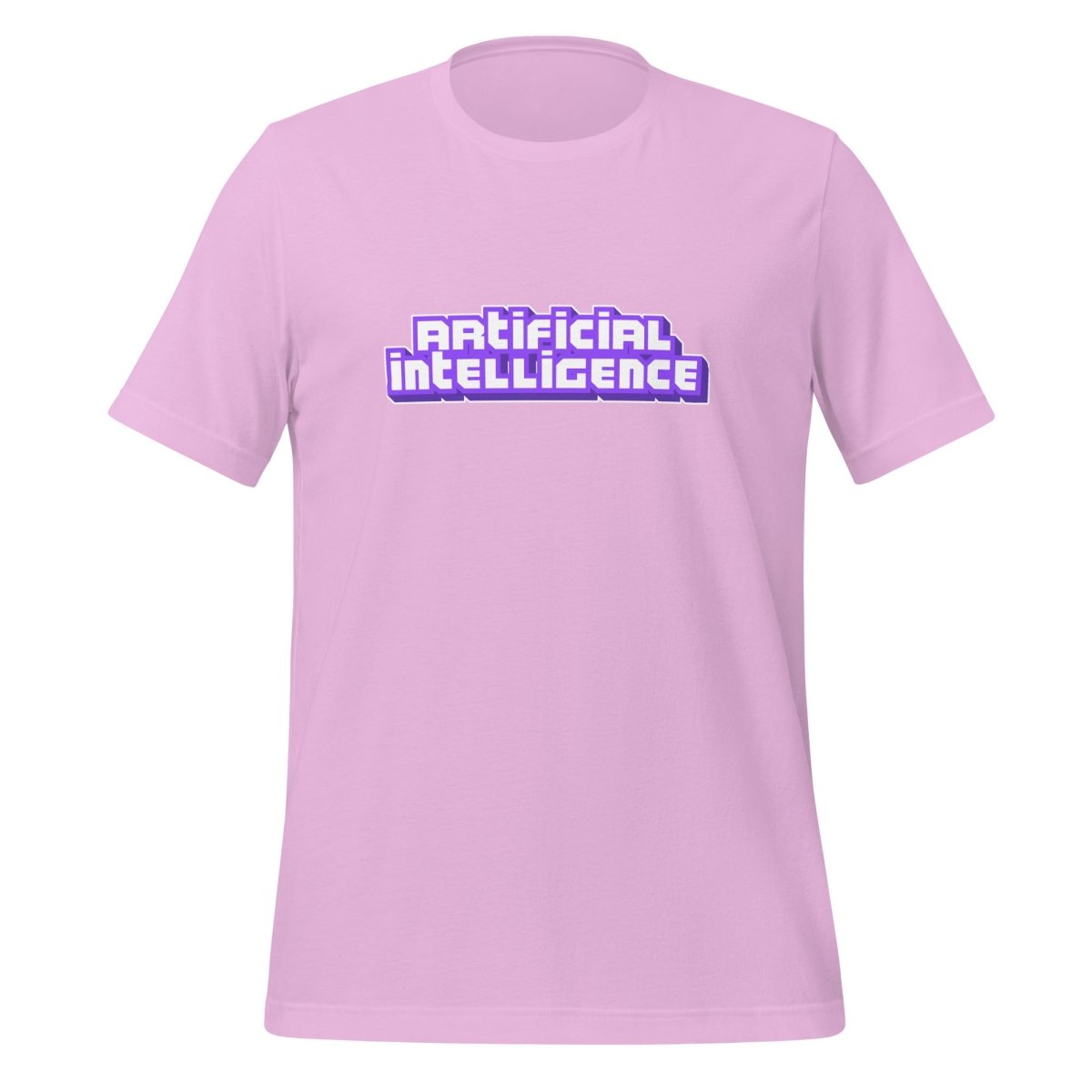 Product mockup photo of the Artificial Intelligence Streamer T Shirt (unisex) Lilac / M.