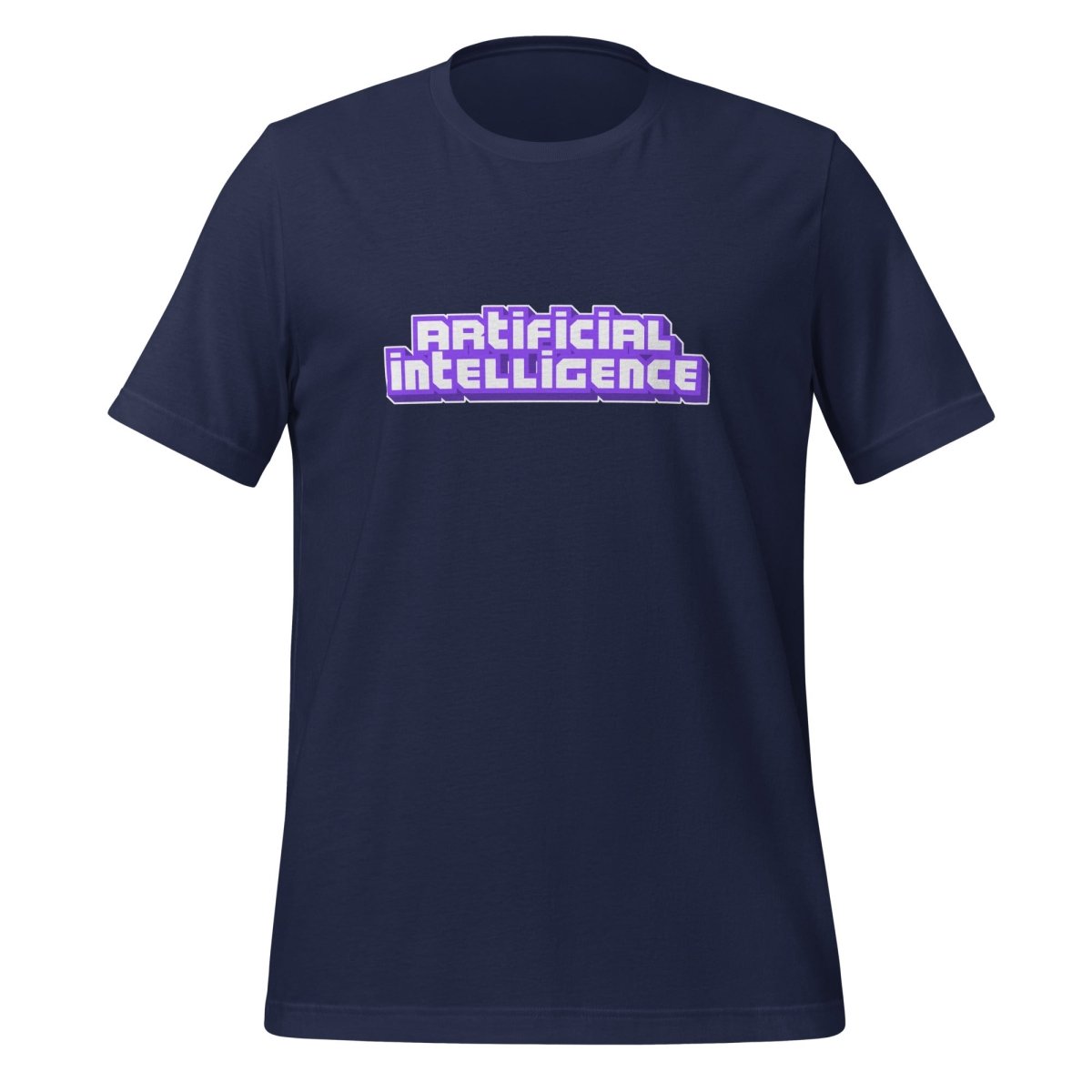 Product mockup photo of the Artificial Intelligence Streamer T Shirt (unisex) Navy / M.