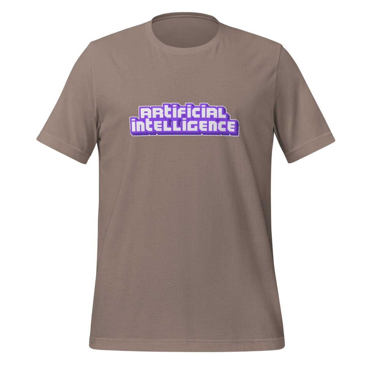 Product mockup photo of the Artificial Intelligence Streamer T Shirt (unisex) Pebble / M.