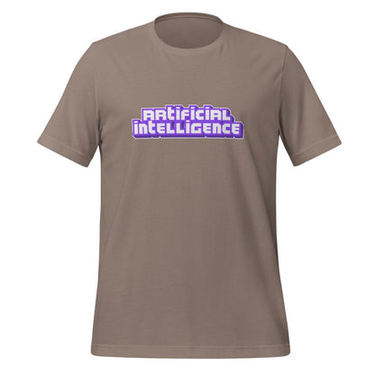 Product mockup photo of the Artificial Intelligence Streamer T Shirt (unisex) Pebble / M.