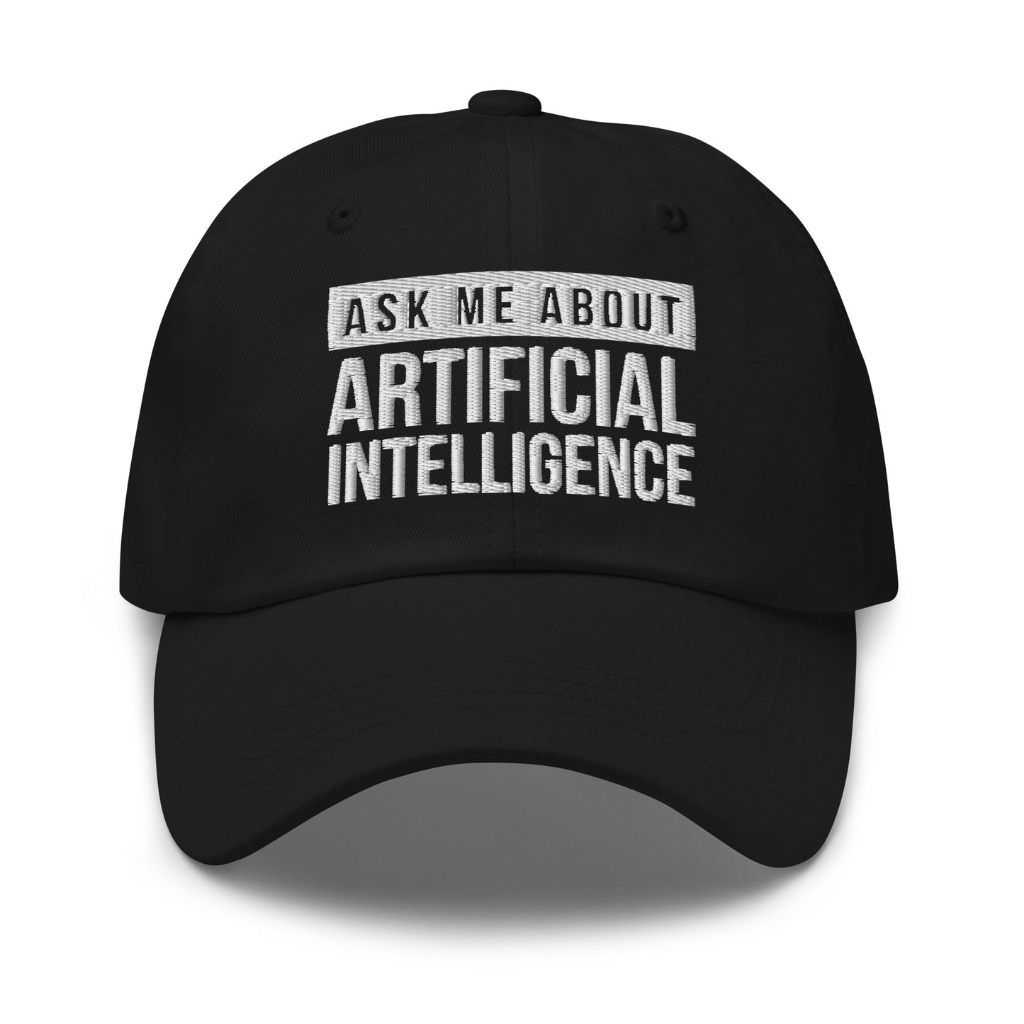Image of the Ask Me About Artificial Intelligence Cap Black.