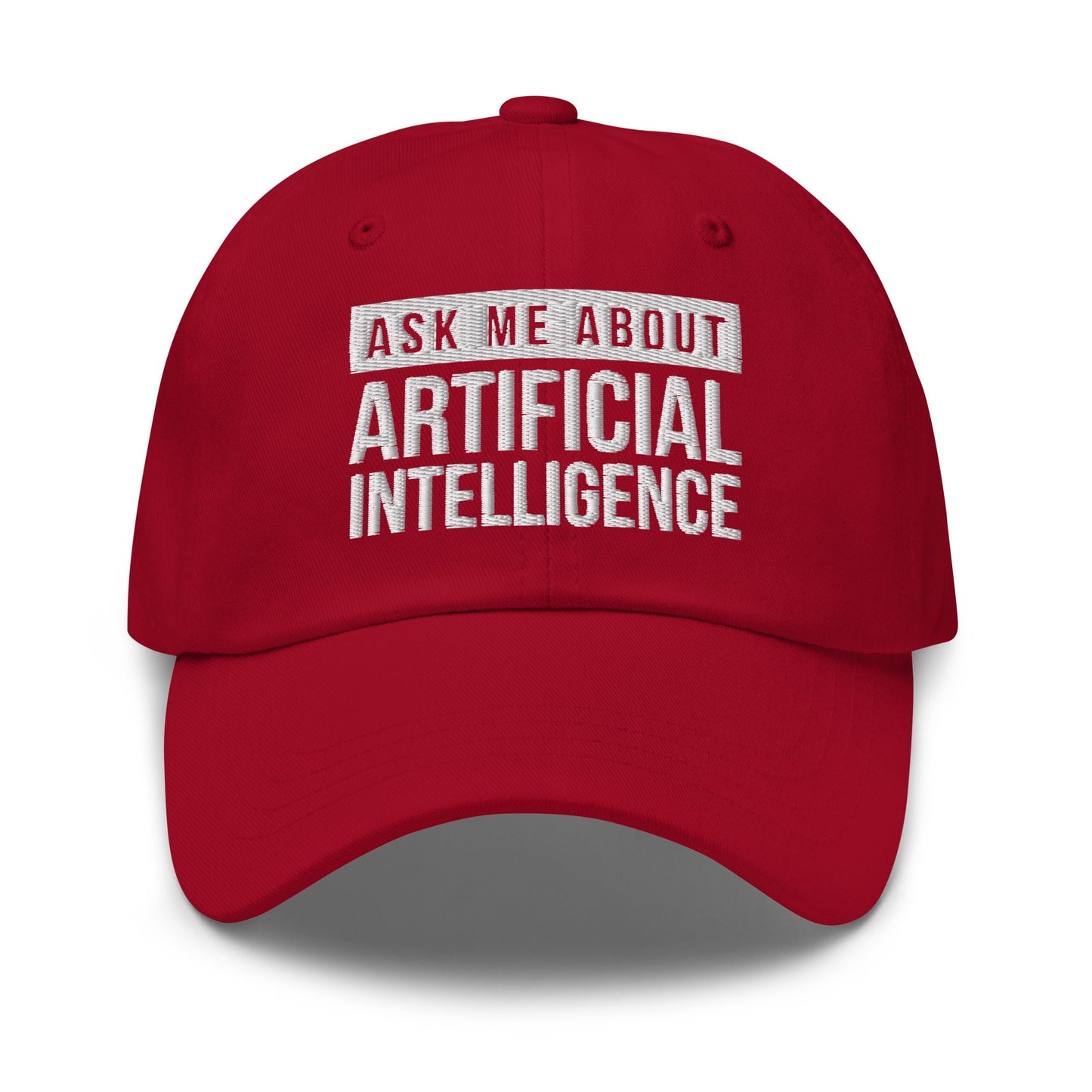 Image of the Ask Me About Artificial Intelligence Cap Cranberry.