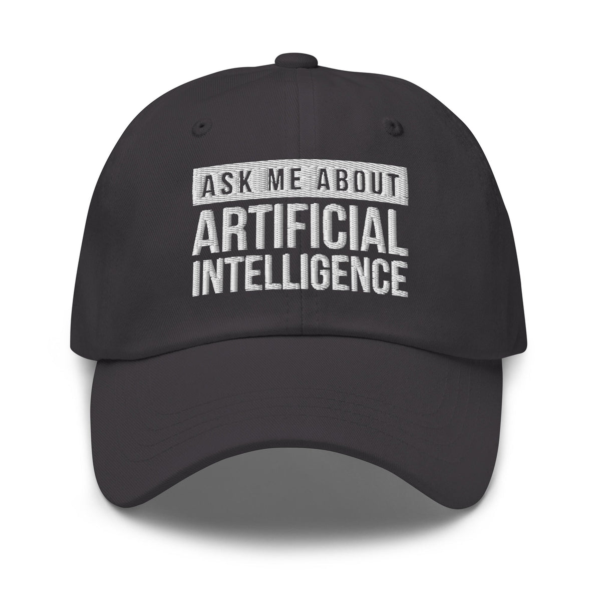 Image of the Ask Me About Artificial Intelligence Cap Dark Grey.