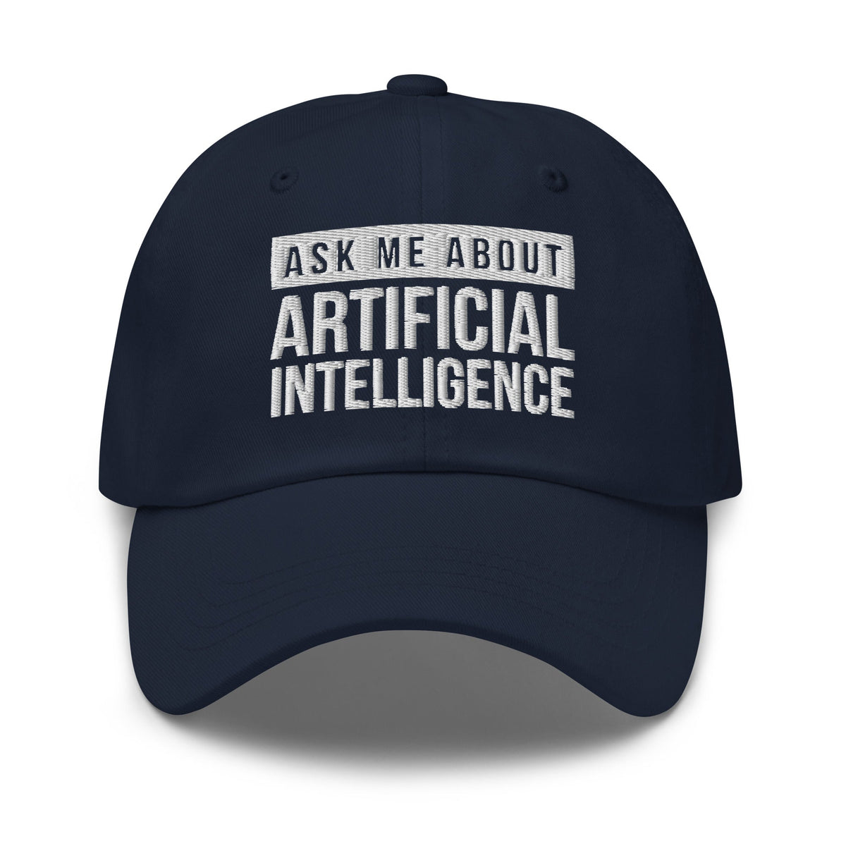Image of the Ask Me About Artificial Intelligence Cap Navy.