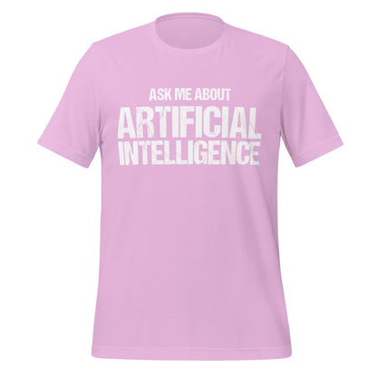 Mockup image of the Ask Me About Artificial Intelligence T-Shirt (unisex) Lilac / M.