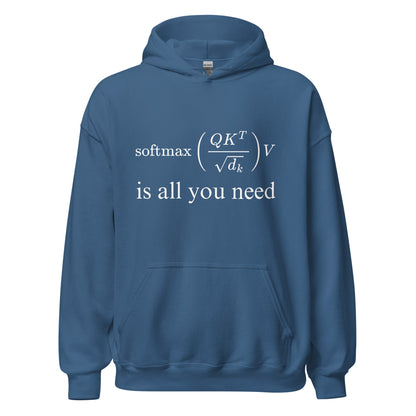 Image of the Attention is All You Need Hoodie (unisex) Indigo Blue / M.