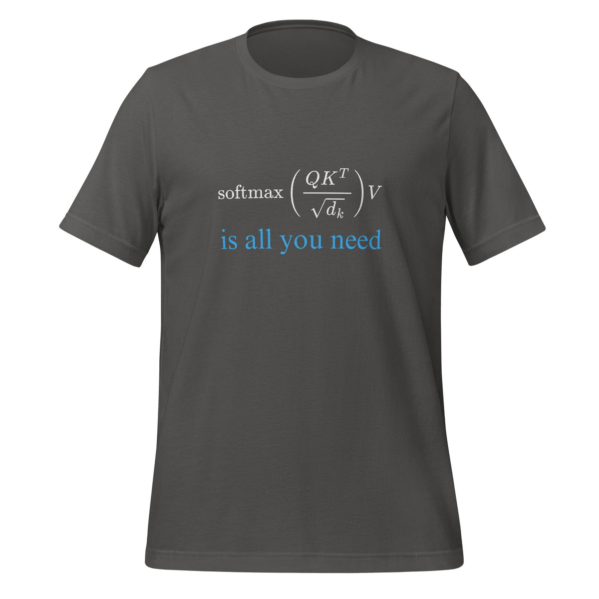 Mockup image of the Attention is All You Need in Blue T-Shirt (unisex) Asphalt / M.