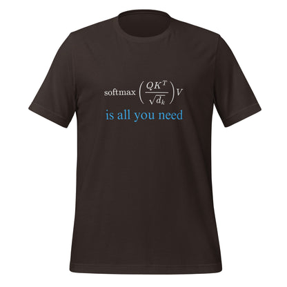 Mockup image of the Attention is All You Need in Blue T-Shirt (unisex) Brown / M.