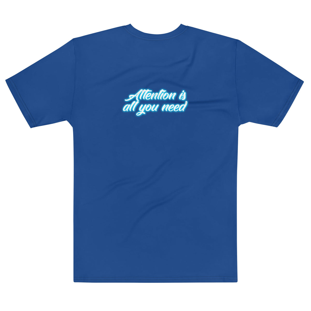 Product mockup photo of the Attention is all you need Neon T Shirt (men).