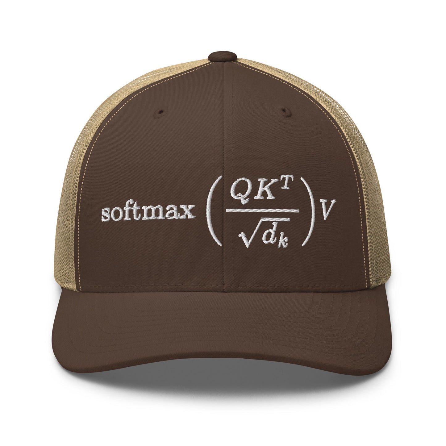 Image of the Attention is All You Need Trucker Cap Brown/ Khaki.