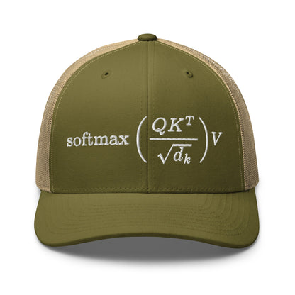 Image of the Attention is All You Need Trucker Cap Moss/ Khaki.