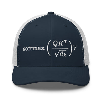 Image of the Attention is All You Need Trucker Cap Navy/ White.