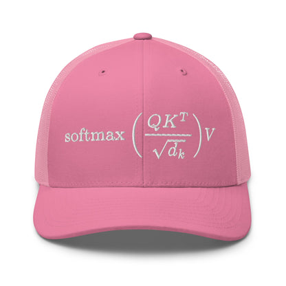Image of the Attention is All You Need Trucker Cap Pink.