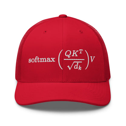 Image of the Attention is All You Need Trucker Cap Red.