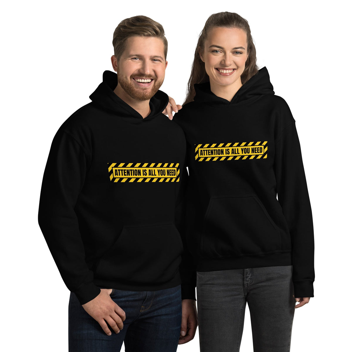 Image of the ATTENTION IS ALL YOU NEED Warning Hoodie (unisex).