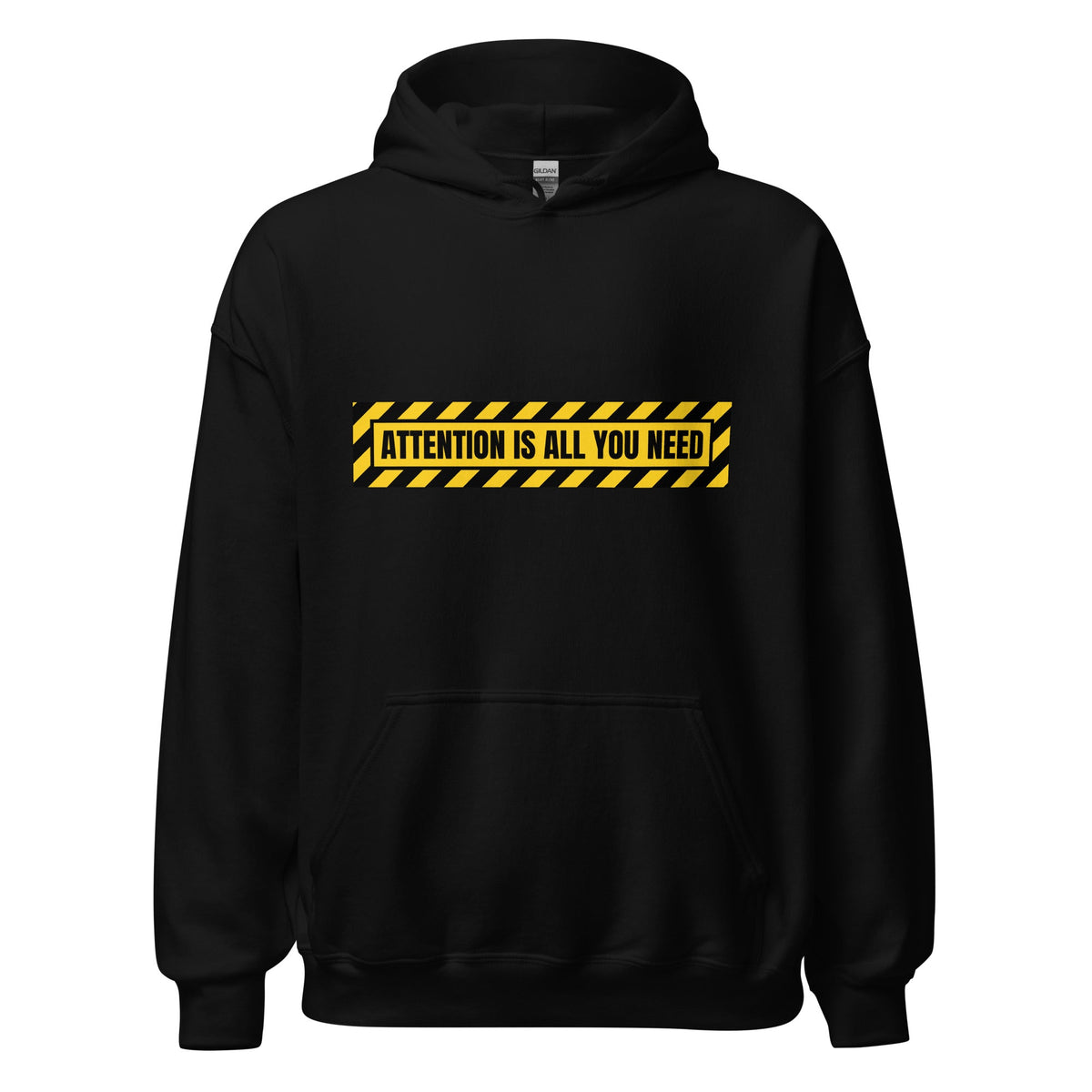Image of the ATTENTION IS ALL YOU NEED Warning Hoodie (unisex) Black / M.