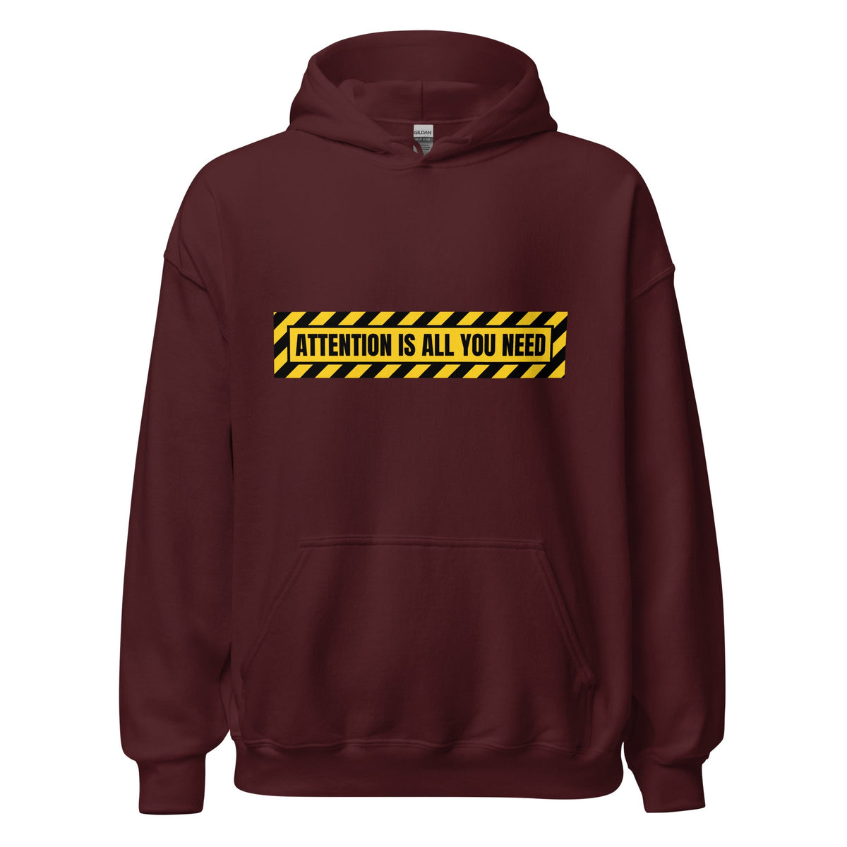 Image of the ATTENTION IS ALL YOU NEED Warning Hoodie (unisex) Maroon / M.