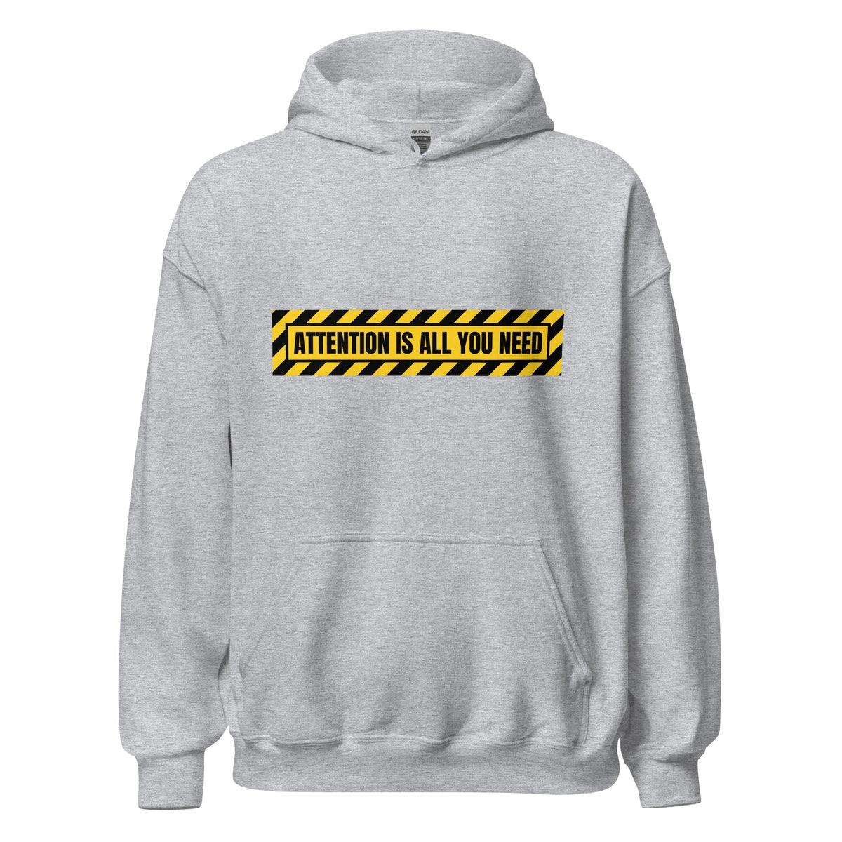 Image of the ATTENTION IS ALL YOU NEED Warning Hoodie (unisex) Sport Grey / M.