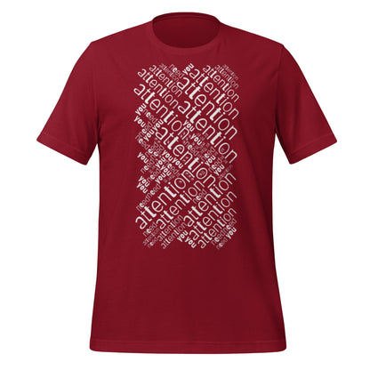 Product mockup photo of the Attention is All You Need Word Cloud T Shirt (unisex) Cardinal / M.