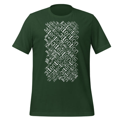 Product mockup photo of the Attention is All You Need Word Cloud T Shirt (unisex) Forest / M.